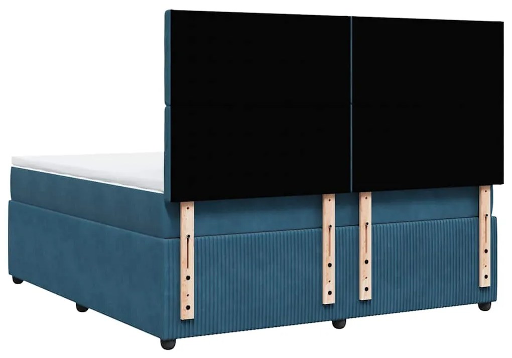 vidaXL Κρεβάτι Boxspring με Στρώμα Σκούρο Μπλε 180x200 εκ. Βελούδινο