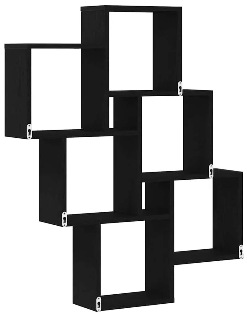 vidaXL Ράφι Τοίχου Μαύρη Οξυά 78 x 15 x 93 εκ Επεξεργασμένο ξύλο