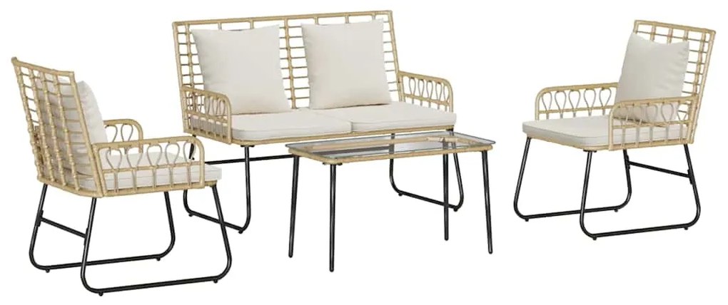 vidaXL ΣΕΤ ΕΠΙΠΛΩΝ ΚΗΠΟΥ με μαξιλάρι 4 pcs Μαύρο και Ανθρακί