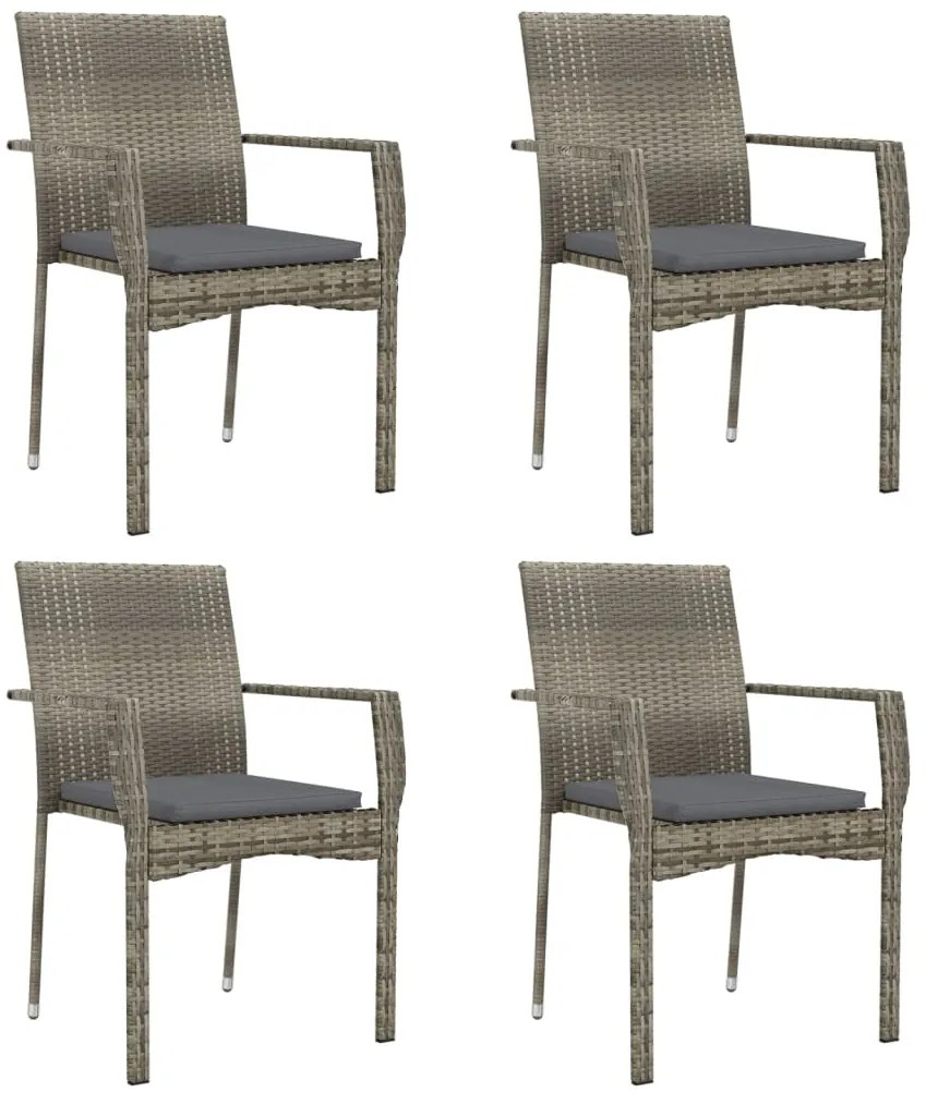 vidaXL Σετ Τραπεζαρίας Κήπου 5 τεμ Μαύρο&amp;Γκρι Συνθ. Ρατάν με Μαξιλάρια