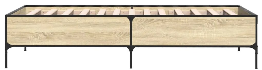 vidaXL Πλαίσιο Κρεβατιού Sonoma Δρυς 75 x 190 εκ. Επεξ. Ξύλο &amp; Μέταλλο
