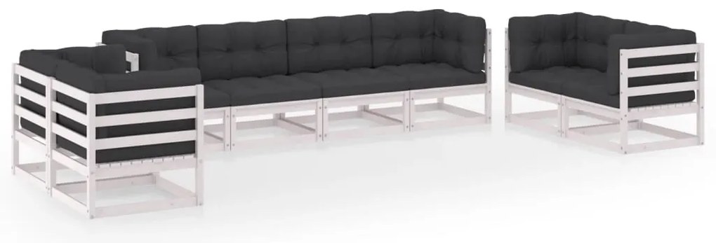 vidaXL Σαλόνι Κήπου Σετ 8 Τεμαχίων από Μασίφ Ξύλο Πεύκου &amp; Μαξιλάρια