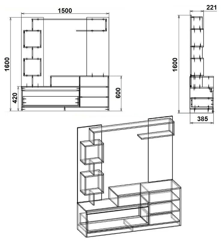 ΣΥΝΘΕΤΟ ΣΑΛΟΝΙΟΥ AIDEN PAKOWORLD SONOMA-ΛΕΥΚΟ 150X38.5X160ΕΚ