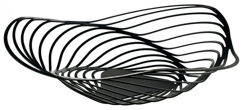 Φρουτιέρα Trinity ACO01 B Φ43x10cm Μεταλλική Black με Δώρο 2 Δαχτυλίδια Πετσέτας Alessi Metal