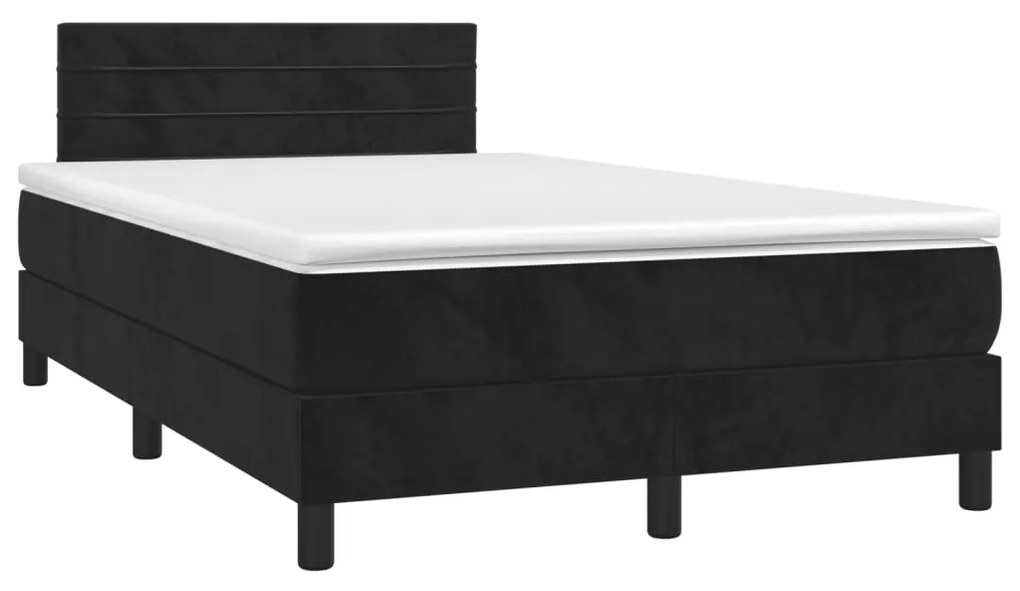 Κρεβάτι Boxspring με Στρώμα &amp; LED Μαύρο 120x190 εκ. Βελούδινο