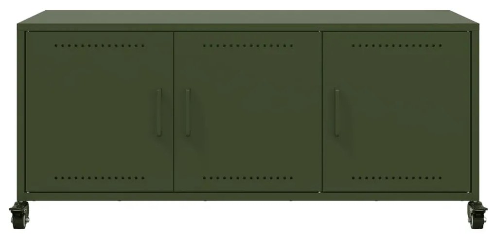 Έπιπλο Τηλεόρασης Πράσινο Λαδί 100,5x39x43,5 εκ. από Ατσάλι - Πράσινο
