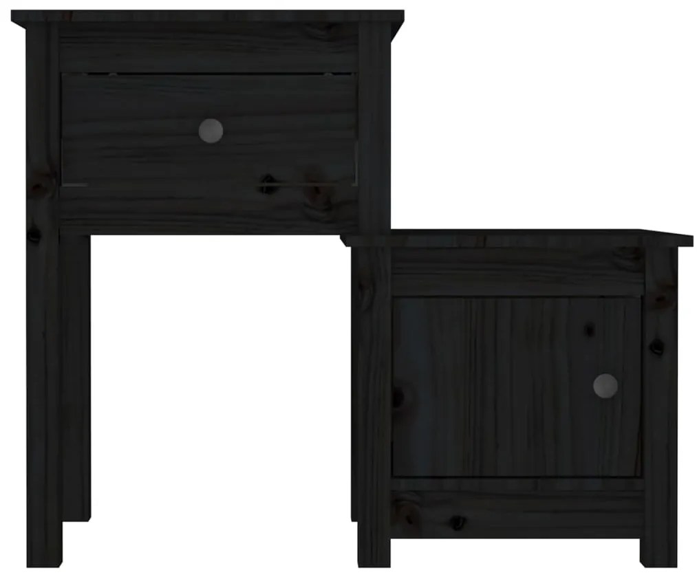 vidaXL Κομοδίνα 2 τεμ. Μαύρα 79,5x38x65,5 εκ. από Μασίφ Ξύλο Πεύκου
