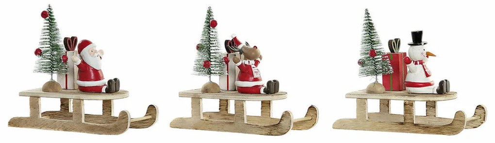 Χριστουγεννιάτικο Στολίδι DKD Home Decor Ξύλο Άη Βασίλης (14 x 6 x 13 cm) (3 pcs)