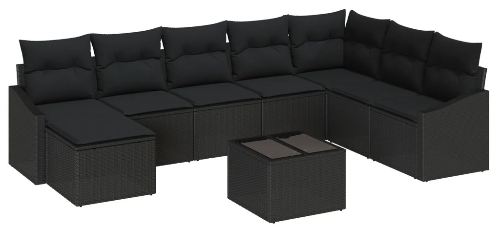 vidaXL Σετ 9 Piece Garden Sofa με Μαξιλάρια Μπεζ Πολυ Ρατάν