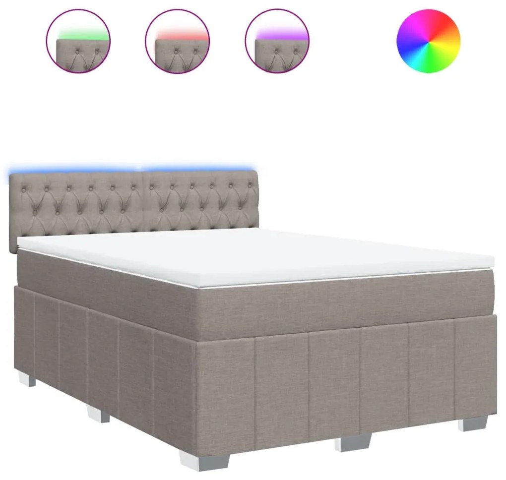 Κρεβάτι Boxspring με Στρώμα Taupe 160x200 εκ. Υφασμάτινο - Μπεζ-Γκρι