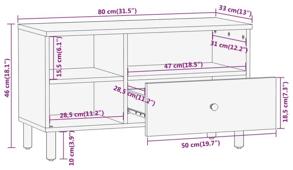 ΈΠΙΠΛΟ ΤΗΛΕΟΡΑΣΗΣ 80 X 33 X 46 ΕΚ. ΑΠΟ ΜΑΣΙΦ ΞΥΛΟ ΜΑΝΓΚΟ 356908