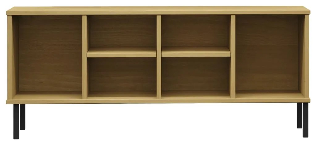 vidaXL Παπουτσοθήκη OSLO Καφέ 106x35x45 εκ. Μασίφ Ξύλο με Μεταλ. Πόδια