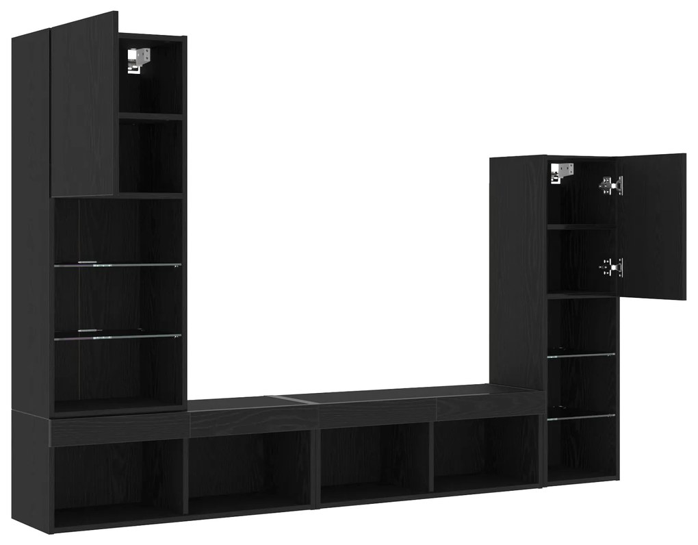 vidaXL LED Ντουλάπα TV Μαύρη Δρυς 30.5x30x102 εκ. Μηχανικά Φτιαγμένη Ξύλινη