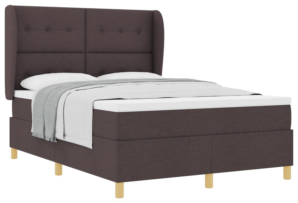 vidaXL Κρεβάτι Box Spring με Στρώμα Καφέ 140x190 εκ. Υφάσματος