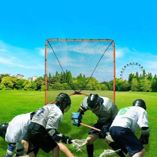VEVOR Lacrosse Goal, 6&#039; x 6&#039; Lacrosse Net, Folding Portable Backyard Lacrosse Training Equipment, Steel Frame Training Net, Quick &amp; Easy Setup Lacrosse Goal, Perfect for Youth Adult Training, Orange