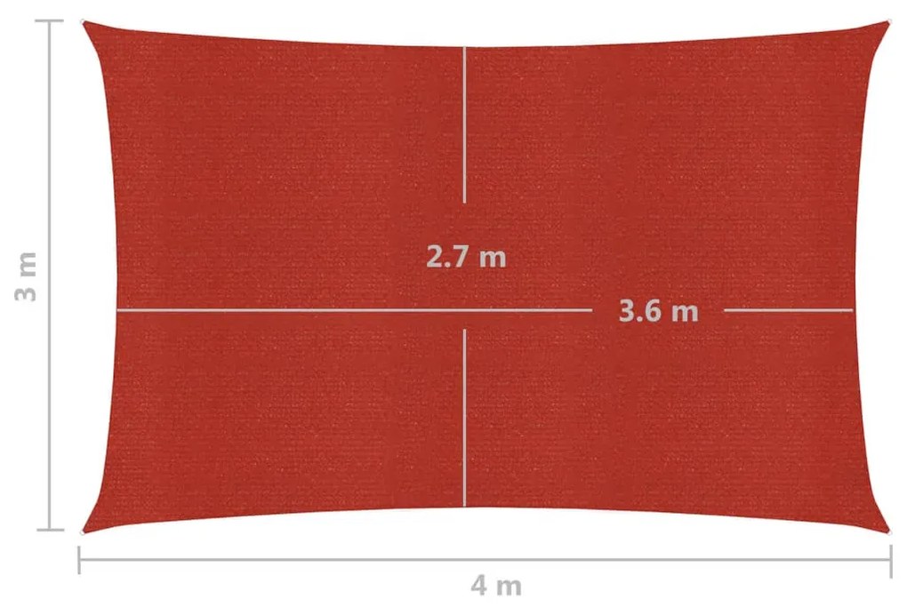 Πανί Σκίασης Κόκκινο 3 x 4 μ. από HDPE 160 γρ./μ² - Κόκκινο