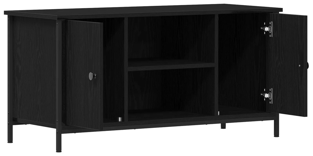 vidaXL Ράφι Τηλεόρασης Μαύρο Δρύινο 100x40x50 εκ. Κατασκευασμένο από Ξύλο και Χάλυβα