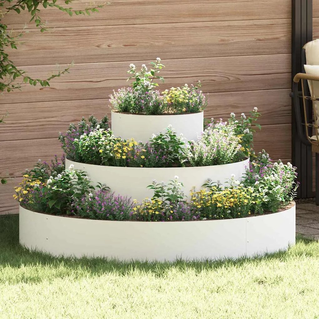 vidaXL Γλάστρα Κήπου Λευκό 120 x 120 x 20 εκ. Ατσάλι
