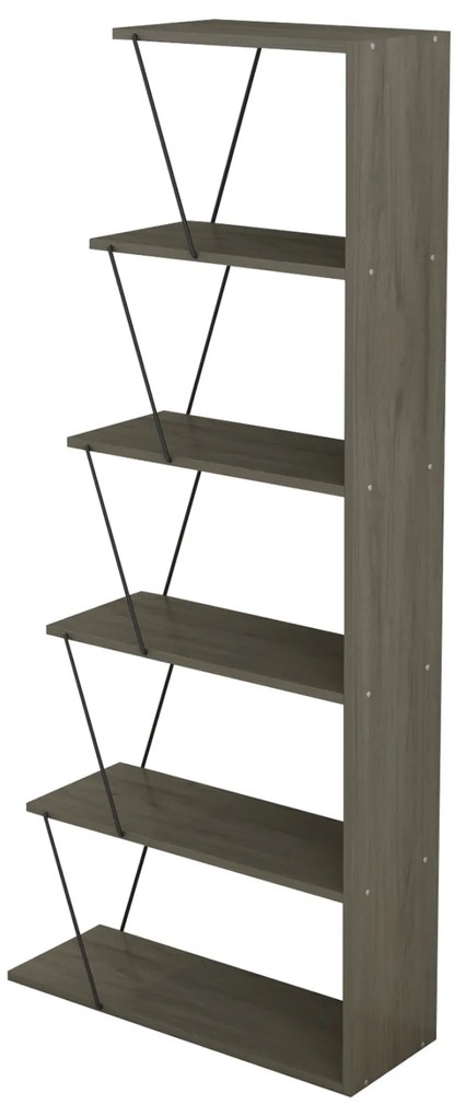 Βιβλιοθήκη Μίνι Tars Olive Grey Με Μαύρες Βέργες 65x22-24x146Υεκ.
