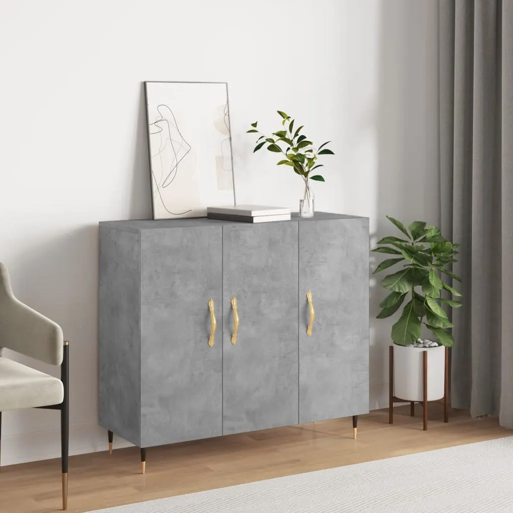 vidaXL Ντουλάπι Γκρι Σκυροδέματος 90x34x80 εκ. Επεξεργασμένο Ξύλο