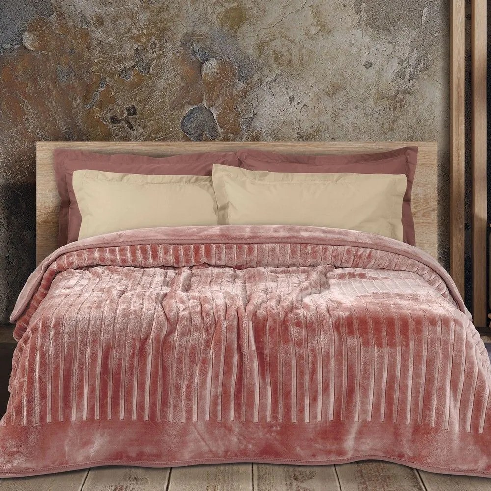 Κουβέρτα 0479 Velour Blush Pink Das Home Υπέρδιπλο 220x240cm Πολυέστερ