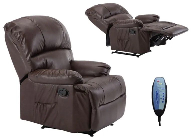 SPACE Πολυθρόνα Massage Σαλονιού - Καθιστικού, PU Καφέ  88x93x102cm Ε9731,3