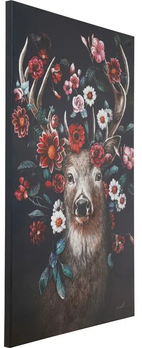 Πίνακας Deer in Flower Μαύρος/Πολύχρωμος 90x3.7x140 εκ.