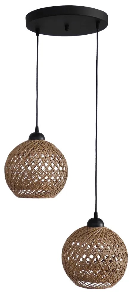 Φωτιστικό Οροφής Δίφωτο Heronia Silk 31-1209 Rope Natural/Black