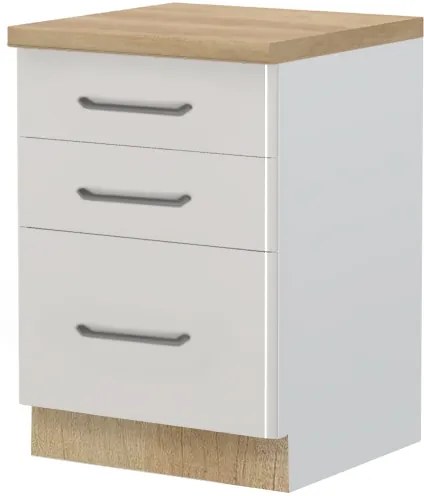 Επιδαπέδιο ντουλάπι Modena R-60-3F-Λευκό - Γκρι ανοιχτό - 60.00Χ60.00Χ88.00cm