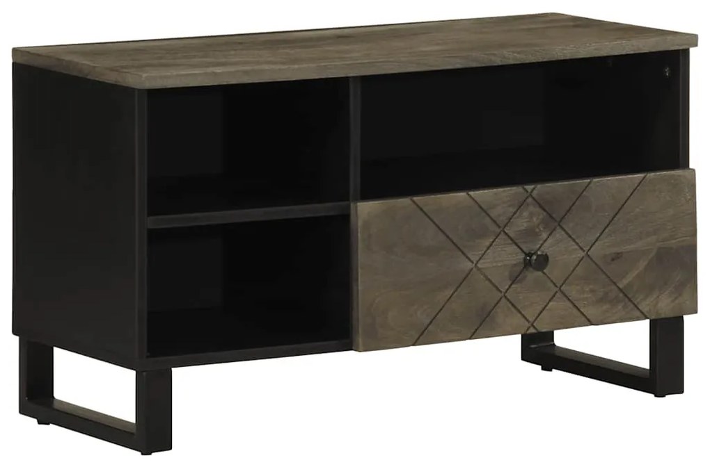 Έπιπλο Τηλεόρασης Μαύρο 80 x 33 x 46 εκ. από Μασίφ Ξύλο Μάνγκο