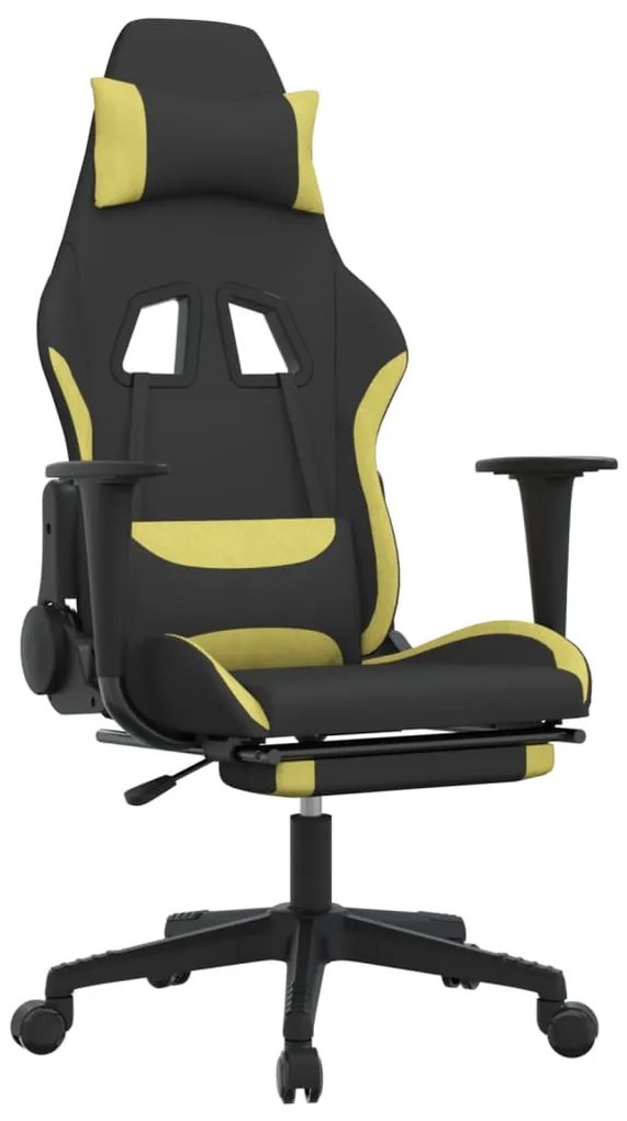 vidaXL Καρέκλα Gaming Μαύρη/Αν. Πράσινο Ύφασμα με Υποπόδιο