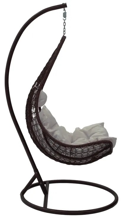 Κούνια Soleil pakoworld κρεμαστή μέταλλο καφέ-pp καφέ-μαξιλάρι μπεζ 103x83x200εκ