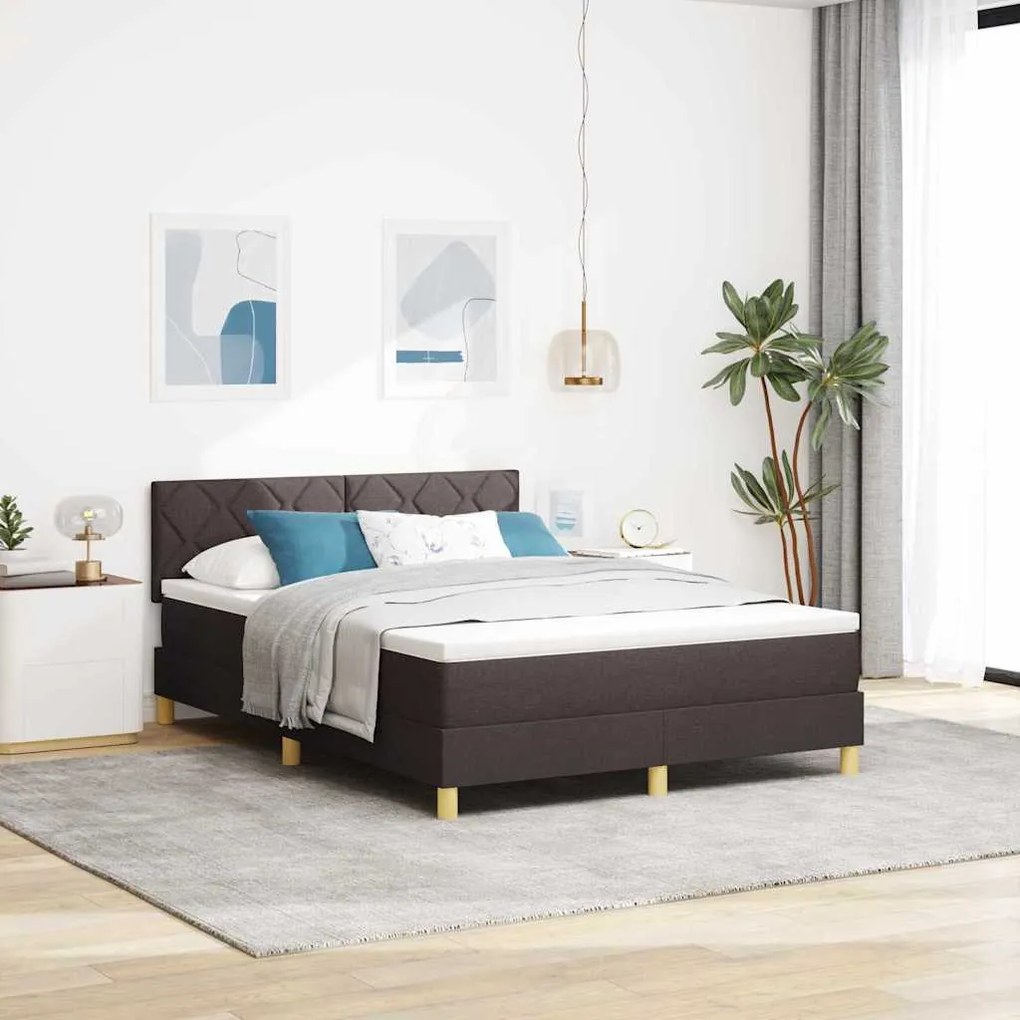 vidaXL Κρεβάτι με Ελατήριο Σκούρο Καφέ 140x190 εκ. Ύφασμα