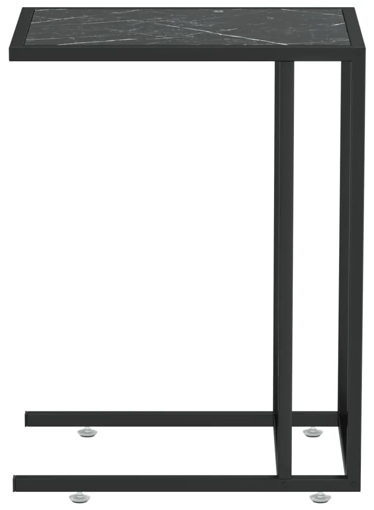 vidaXL Τραπέζι Υπολογ. Βοηθ. Μαύρο Οψη Μαρμάρου 50x35x65εκ. Ψημ. Γυαλί