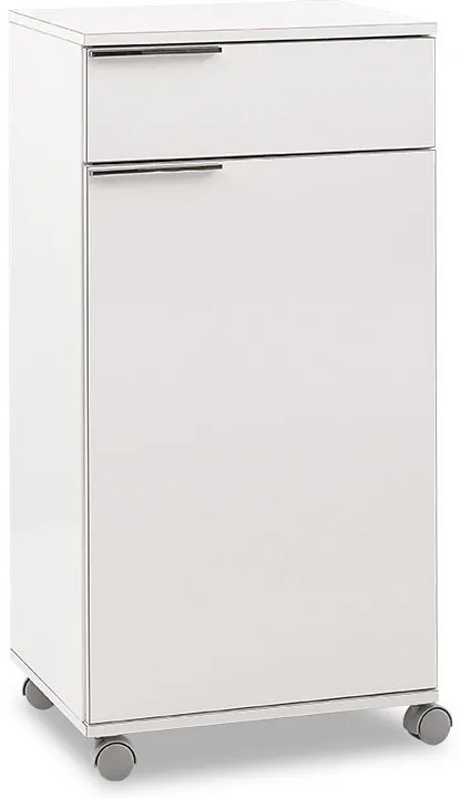 Ντουλάπι Chad pakoworld τροχήλατο με συρτάρι λευκό gloss 50x40x100εκ
