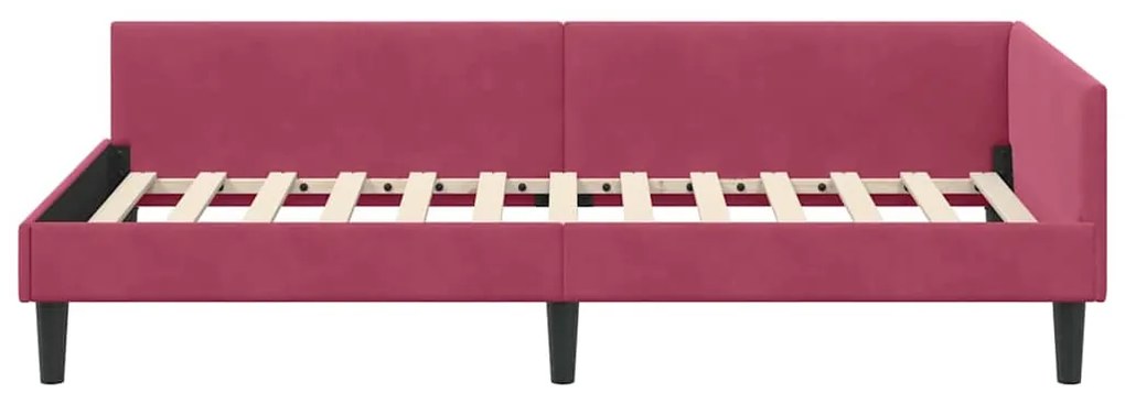 vidaXL Κρεβάτι Γωνίας με κεφαλάρι Κόκκινο 100 εκ x 200 εκ Βελούδο