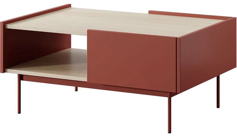 Τραπεζάκι Σαλονιού Color 97x45x65cm Ceramic Red-Natural