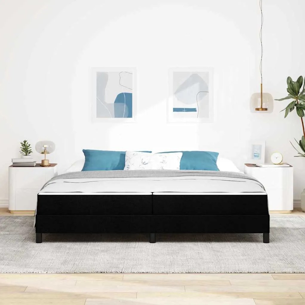 vidaXL Κρεβάτι με ελατήρια με στρώμα Μαύρο 200 x 200 cm ύφασμα
