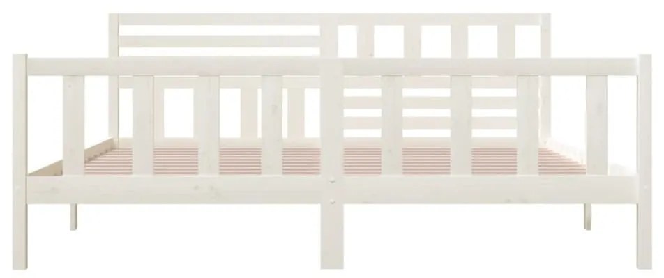 Πλαίσιο Κρεβατιού Λευκό 200 x 200 εκ. από Μασίφ Ξύλο - Λευκό