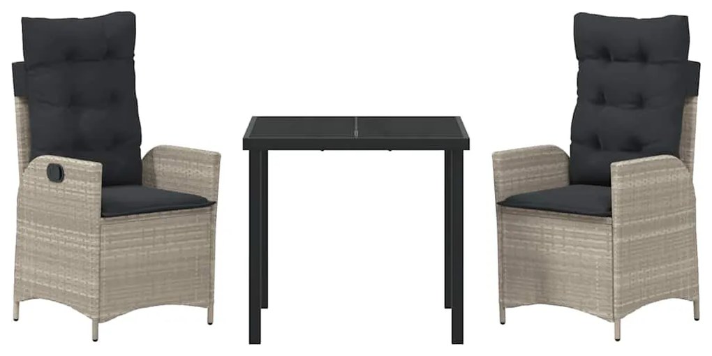 vidaXL Σέτ φαγητού για κήπο 3 pcs Ανοιχτό γκρι συνθετικό ρατάν