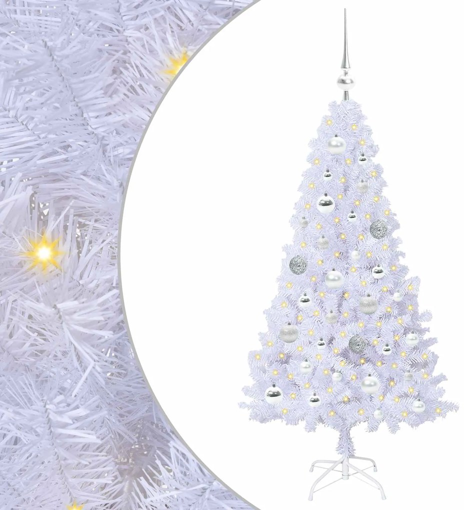 vidaXL Τεχνητό Χριστουγεννιάτικο Δέντρο Λευκό 120 cm PVC και Ατσάλι