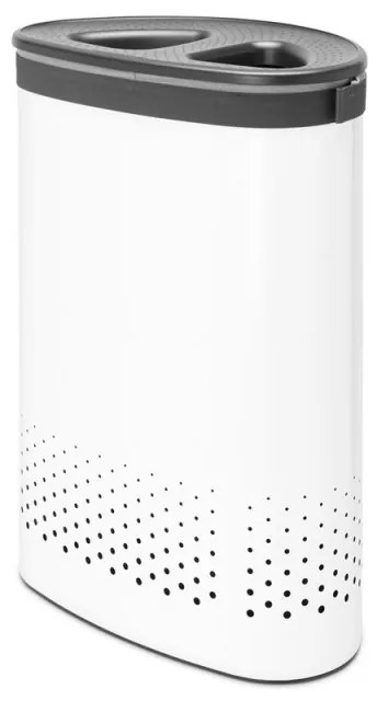 Καλάθι πλυσίματος Brabantia Selector 1003787, 55 l, 2 διαμερίσματα, οπές εξαερισμού, πλήρωση χωρίς άνοιγμα, Λευκό