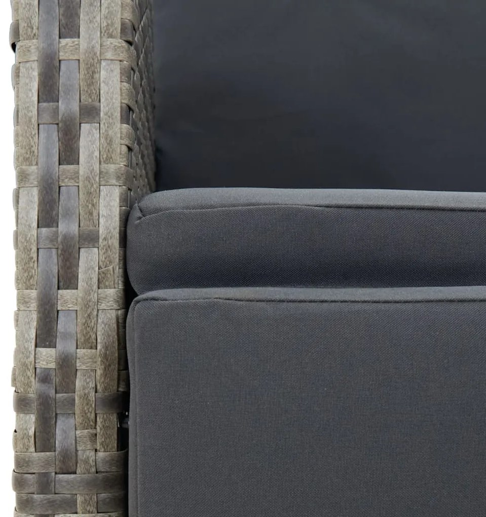 vidaXL Σετ Τραπεζαρίας Κήπου 3 τεμ. Γκρι Συνθ. Ρατάν με Μαξιλάρια