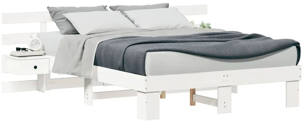 vidaXL Σκελετός Κρεβατιού με συρτάρι Λευκό 140 x 200 cm