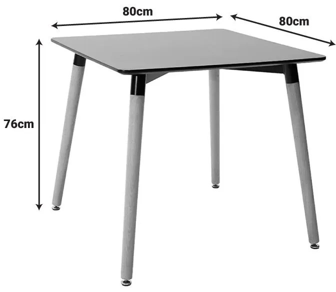 Τραπέζι Natali MDF μαύρο-πόδια φυσικό 80x80x76εκ 80x80x76 εκ.