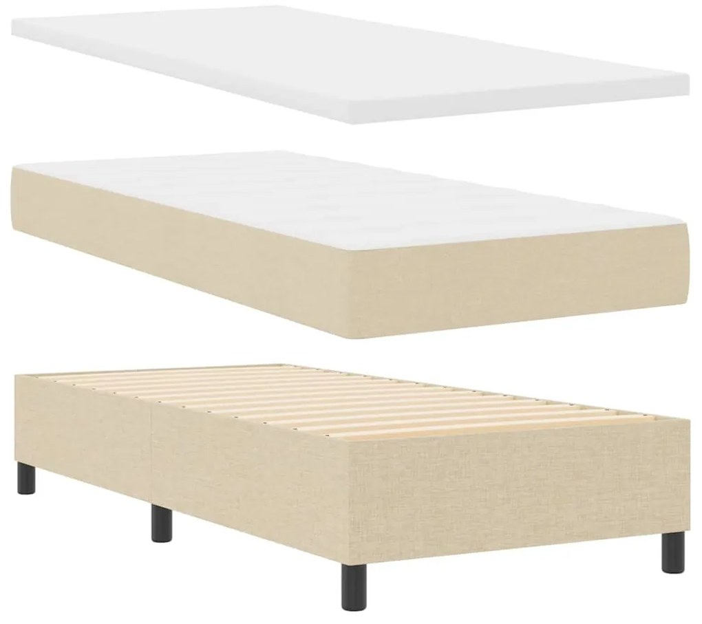 vidaXL Κρεβάτι με ελατήρια με στρώμα Κρεμ 100 x 200 cm ύφασμα