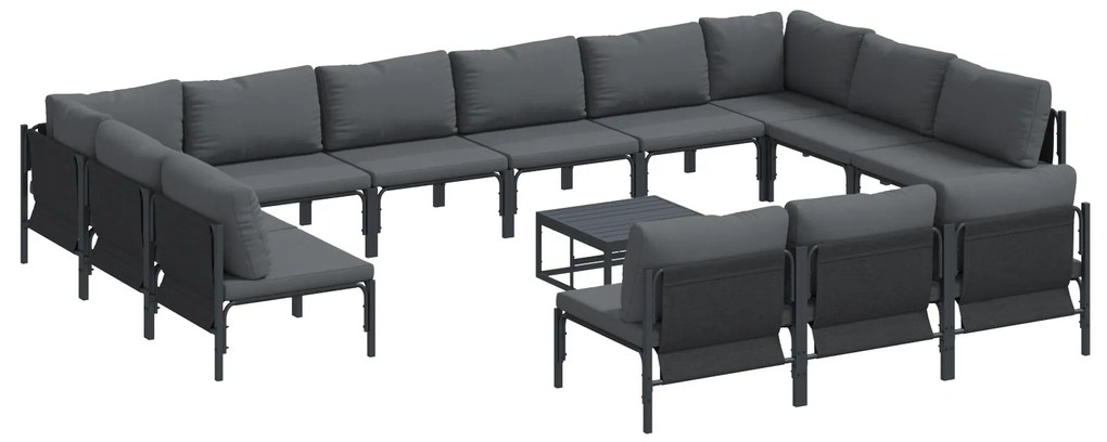 vidaXL Σετ Καναπέ Κήπου 14 pcs Ανθρακί Ατσάλι