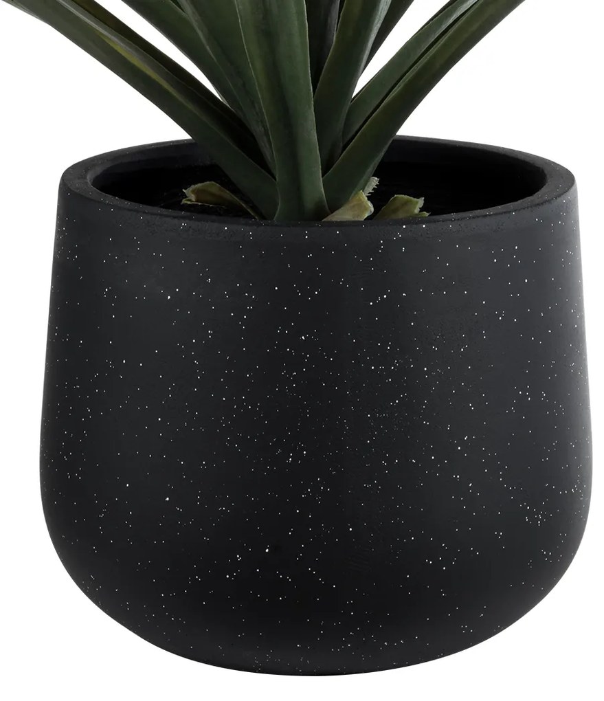 GloboStar® Artificial Garden MAYFAIR 20801 Διακοσμητικό Πολυεστερικό Τσιμεντένιο Κασπώ Γλάστρα - Flower Pot Μαύρο με Λευκές Λεπτομέριες Μ25 x Π27 x Υ30cm