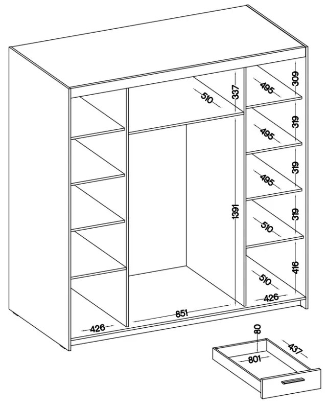 Ντουλάπα Ester 4D6S τετράφυλλη-Leuko