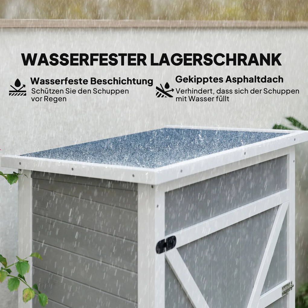 Outsunny Αποθήκη Εργαλείων με Ράφια ανθεκτική στις καιρικές συνθήκες 75 x 56 x 115cm Γκρι